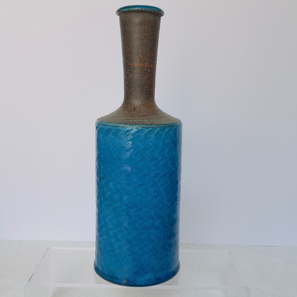 VTG Soholm Denmark Turquoise Blue Stoneware Bottle Vase No. 3323 Svend Aage Holm